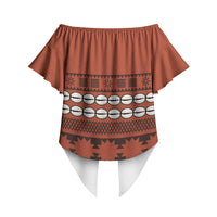 Polynesian Princess Inspired Tapa Pattern Off Shoulder Wrap Waist Top LT05 - Polynesian Pride