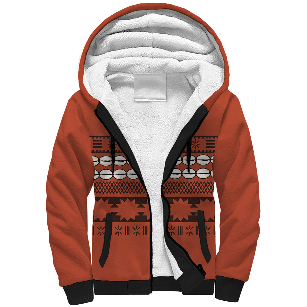Polynesian Princess Inspired Tapa Pattern Sherpa Hoodie LT05 Unisex Red - Polynesian Pride