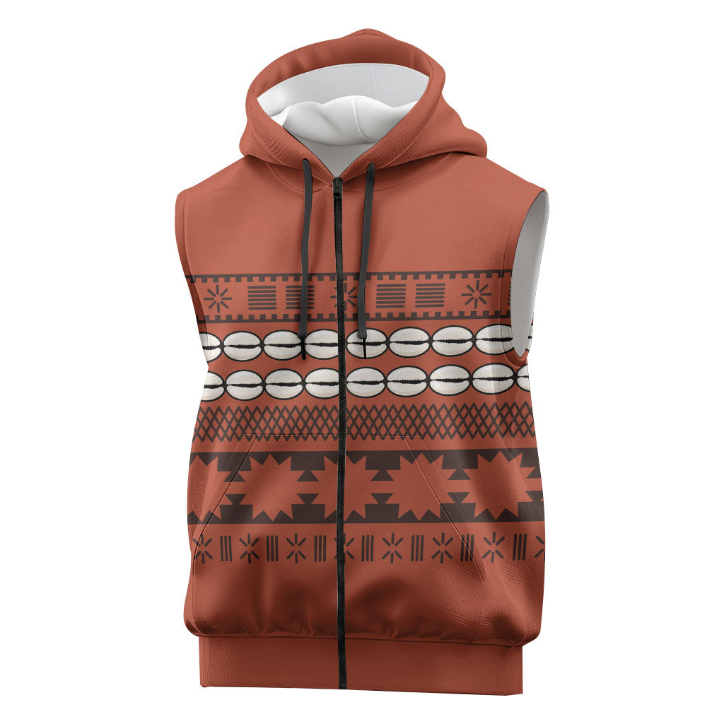 Polynesian Princess Inspired Tapa Pattern Sleeveless Zip Hoodie LT05 Red - Polynesian Pride
