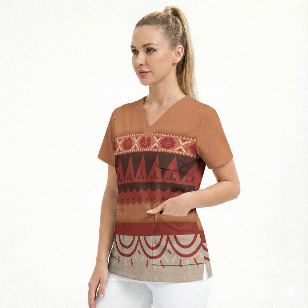 Polynesian Princess Inspired Cosplay Costume Scrub Top LT05 - Polynesian Pride