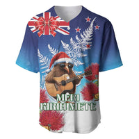 New Zealand Kiwi Christmas Baseball Jersey Xmas Vibe LT05 Blue - Polynesian Pride