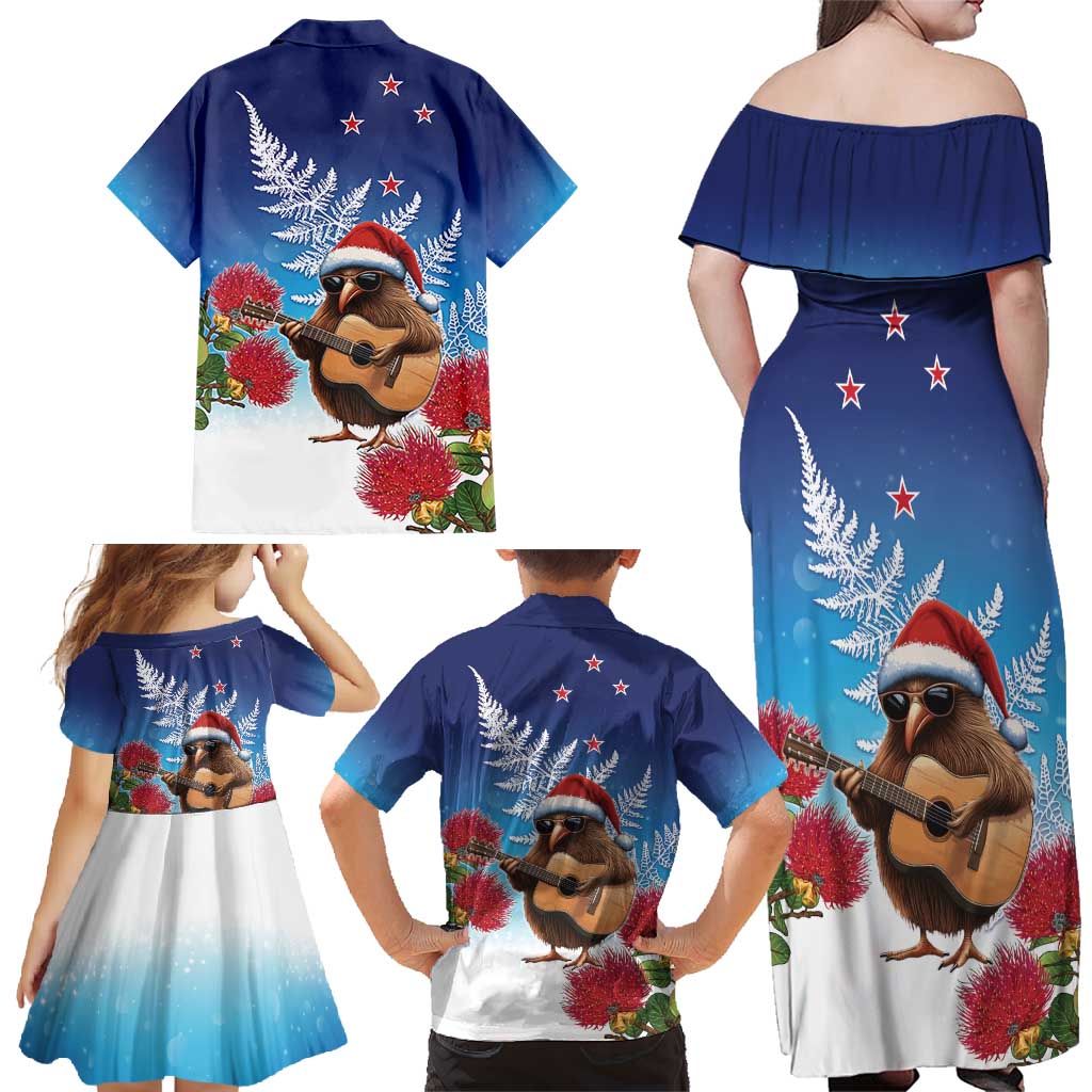 New Zealand Kiwi Christmas Family Matching Off Shoulder Maxi Dress and Hawaiian Shirt Xmas Vibe LT05 - Polynesian Pride