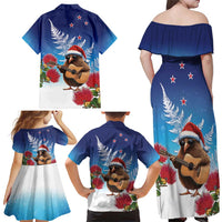 New Zealand Kiwi Christmas Family Matching Off Shoulder Maxi Dress and Hawaiian Shirt Xmas Vibe LT05 - Polynesian Pride