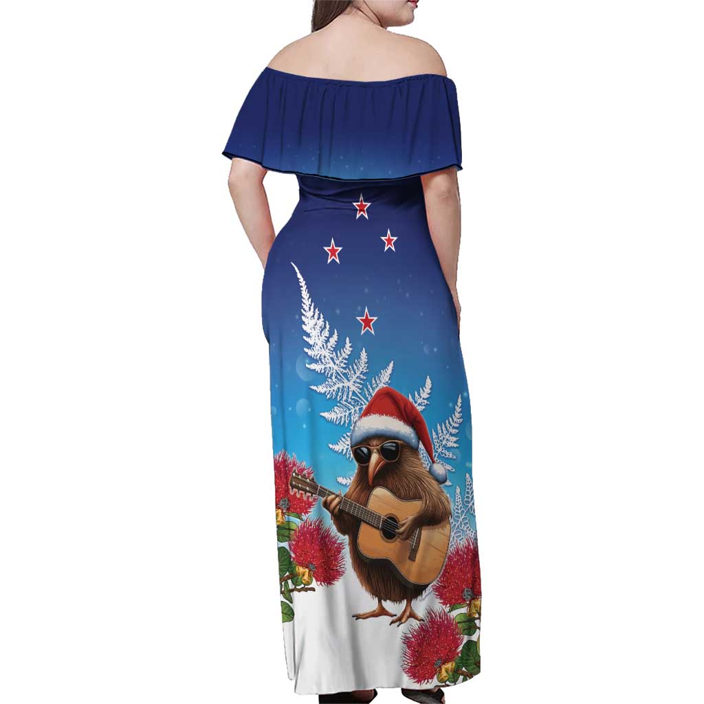 New Zealand Kiwi Christmas Family Matching Off Shoulder Maxi Dress and Hawaiian Shirt Xmas Vibe LT05 - Polynesian Pride