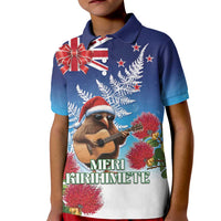 New Zealand Kiwi Christmas Kid Polo Shirt Xmas Vibe LT05 Kid Blue - Polynesian Pride