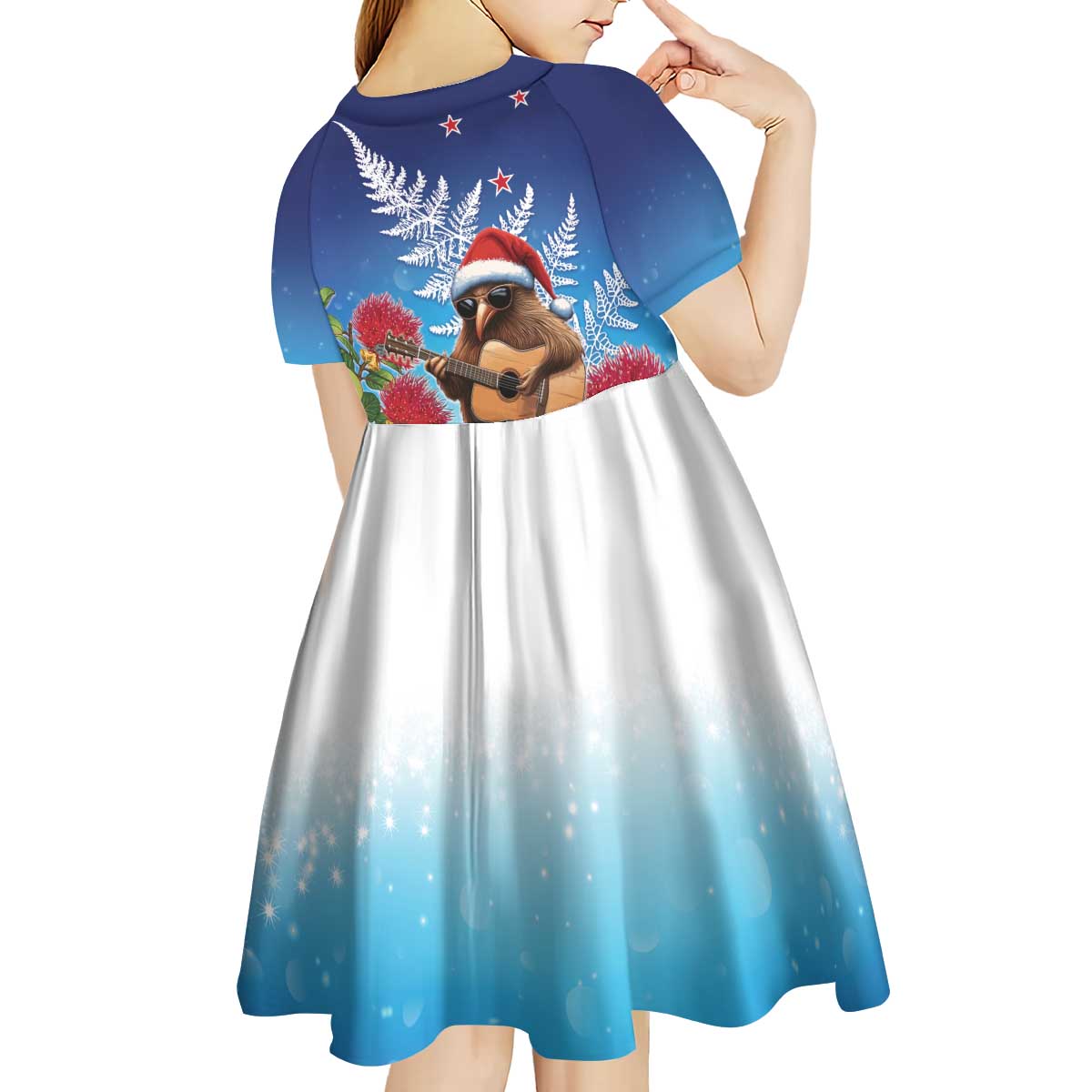 New Zealand Kiwi Christmas Kid Short Sleeve Dress Xmas Vibe