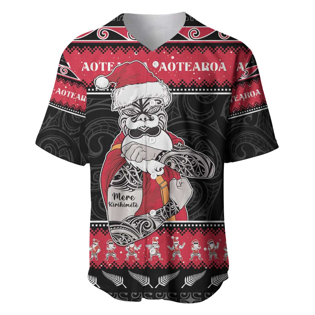 New Zealand Santa Tiki Christmas Baseball Jersey Meri Kirihimete