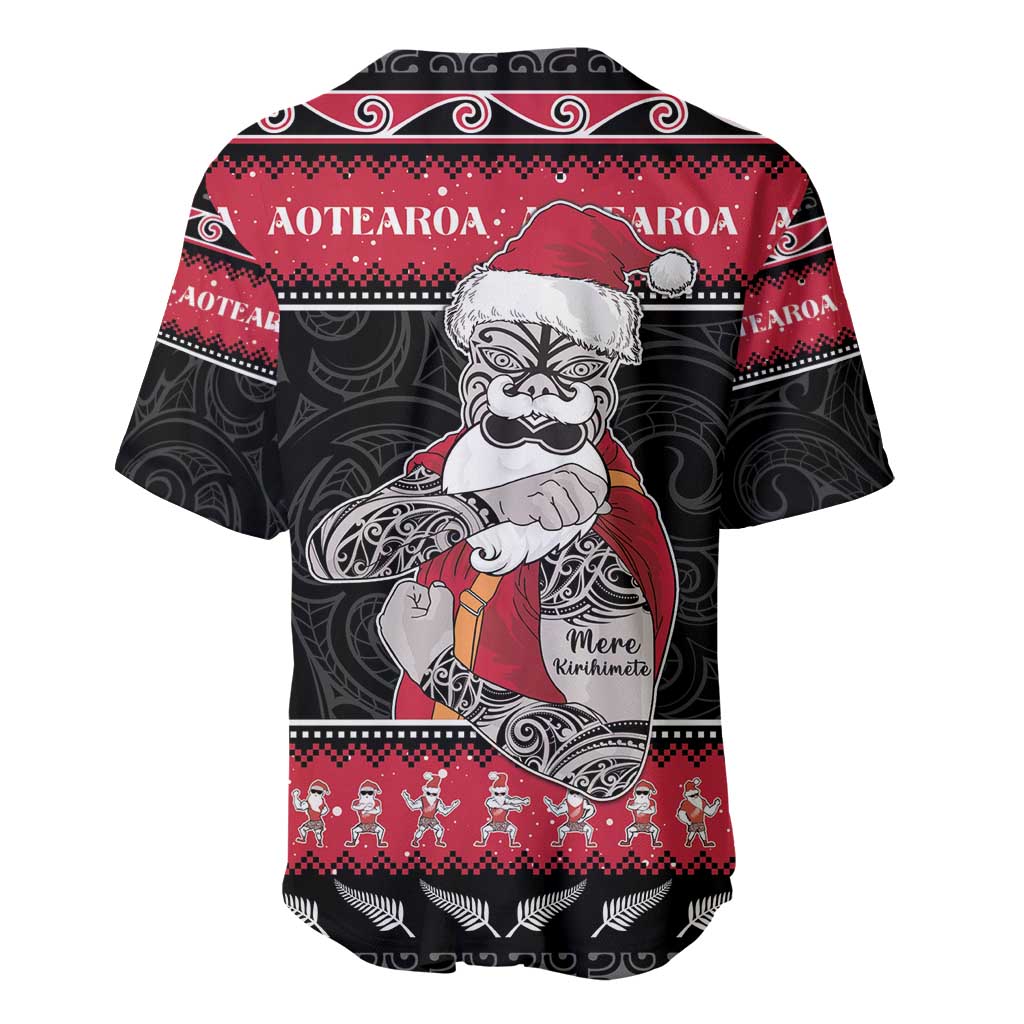 New Zealand Santa Tiki Christmas Baseball Jersey Meri Kirihimete LT05 - Polynesian Pride
