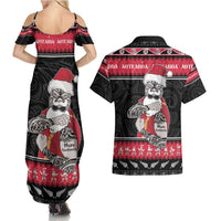 New Zealand Santa Tiki Christmas Couples Matching Summer Maxi Dress and Hawaiian Shirt Meri Kirihimete
