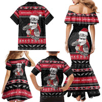 New Zealand Santa Tiki Christmas Family Matching Mermaid Dress and Hawaiian Shirt Meri Kirihimete