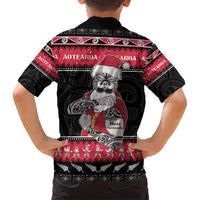 New Zealand Santa Tiki Christmas Family Matching Off Shoulder Maxi Dress and Hawaiian Shirt Meri Kirihimete LT05 - Polynesian Pride
