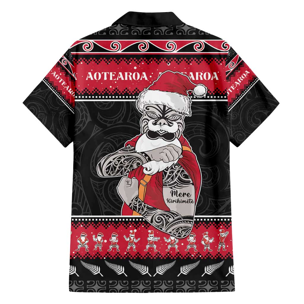 New Zealand Santa Tiki Christmas Family Matching Off Shoulder Maxi Dress and Hawaiian Shirt Meri Kirihimete LT05 - Polynesian Pride