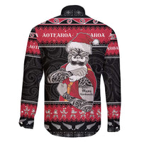 New Zealand Santa Tiki Christmas Family Matching Off Shoulder Short Dress and Hawaiian Shirt Meri Kirihimete LT05 - Polynesian Pride