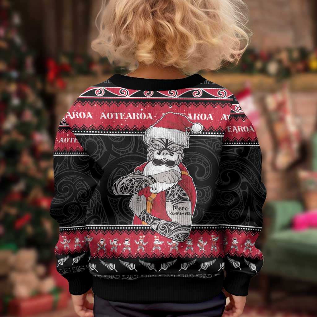 New Zealand Santa Tiki Christmas Kid Ugly Christmas Sweater Meri Kirihimete LT05 - Polynesian Pride