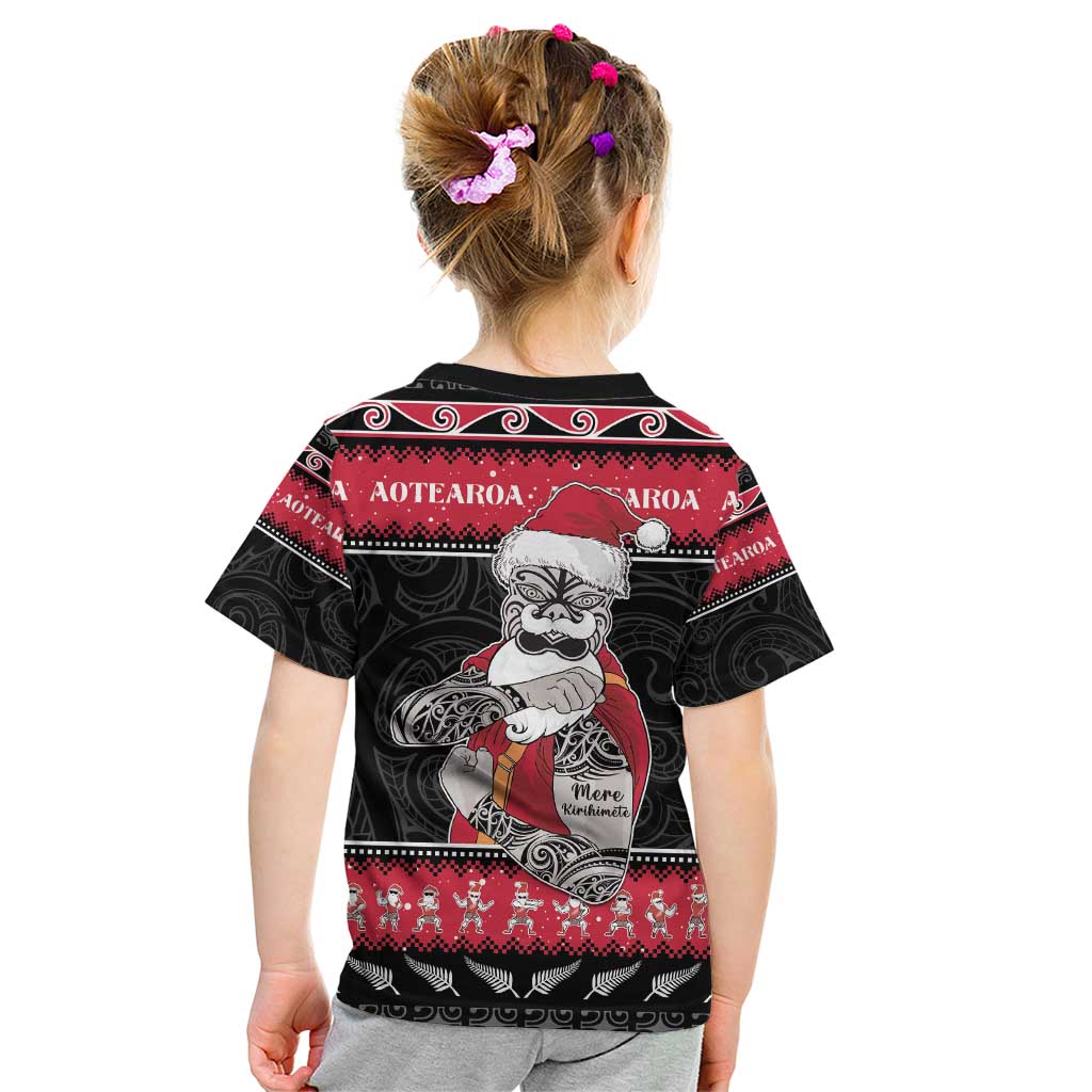 New Zealand Santa Tiki Christmas Kid T Shirt Meri Kirihimete LT05 - Polynesian Pride