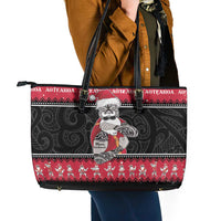New Zealand Santa Tiki Christmas Leather Tote Bag Meri Kirihimete LT05 - Polynesian Pride