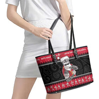 New Zealand Santa Tiki Christmas Leather Tote Bag Meri Kirihimete LT05 - Polynesian Pride