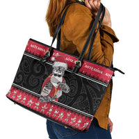 New Zealand Santa Tiki Christmas Leather Tote Bag Meri Kirihimete LT05 - Polynesian Pride