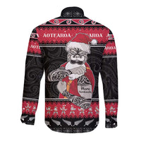 New Zealand Santa Tiki Christmas Long Sleeve Button Shirt Meri Kirihimete LT05 - Polynesian Pride