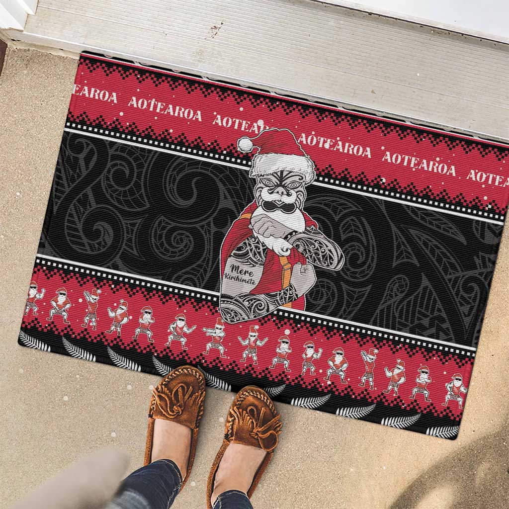 New Zealand Santa Tiki Christmas Rubber Doormat Meri Kirihimete LT05 - Polynesian Pride