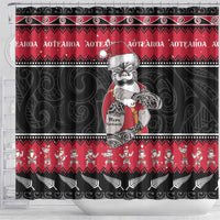 New Zealand Santa Tiki Christmas Shower Curtain Meri Kirihimete LT05 - Polynesian Pride