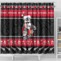 New Zealand Santa Tiki Christmas Shower Curtain Meri Kirihimete LT05 - Polynesian Pride