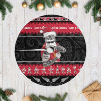 New Zealand Santa Tiki Christmas Tree Skirt Meri Kirihimete LT05 Casual Black - Polynesian Pride