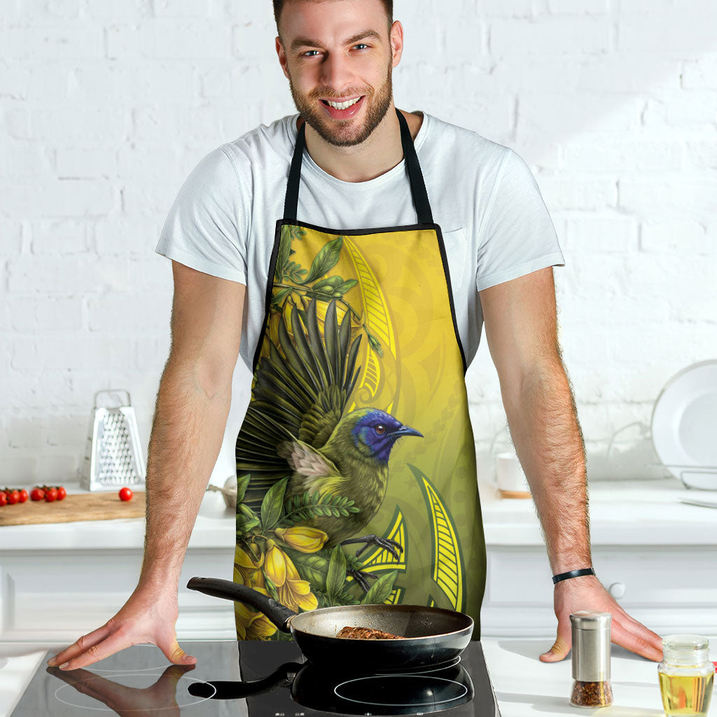New Zealand Bellbird Apron With Kowhai Flowers LT05 - Polynesian Pride