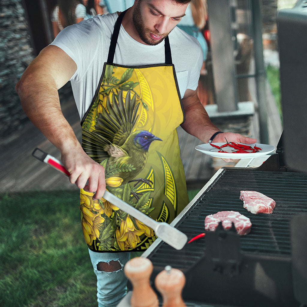 New Zealand Bellbird Apron With Kowhai Flowers LT05 - Polynesian Pride