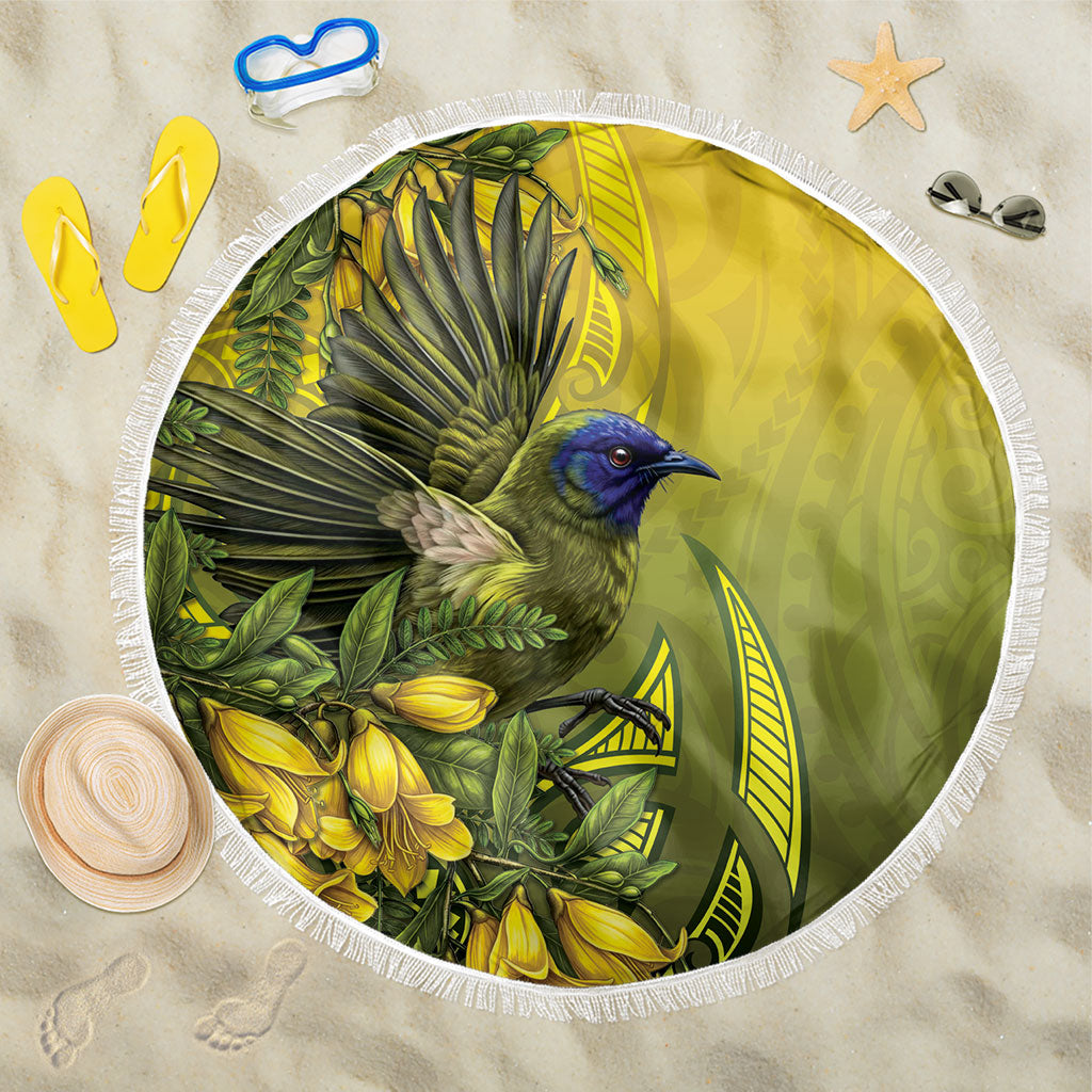 New Zealand Bellbird Beach Blanket With Kowhai Flowers