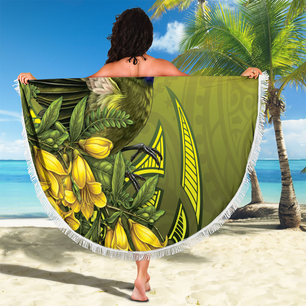 New Zealand Bellbird Beach Blanket With Kowhai Flowers LT05 - Polynesian Pride