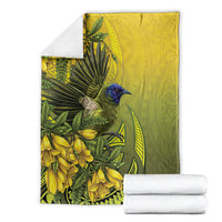 New Zealand Bellbird Blanket With Kowhai Flowers LT05 - Polynesian Pride
