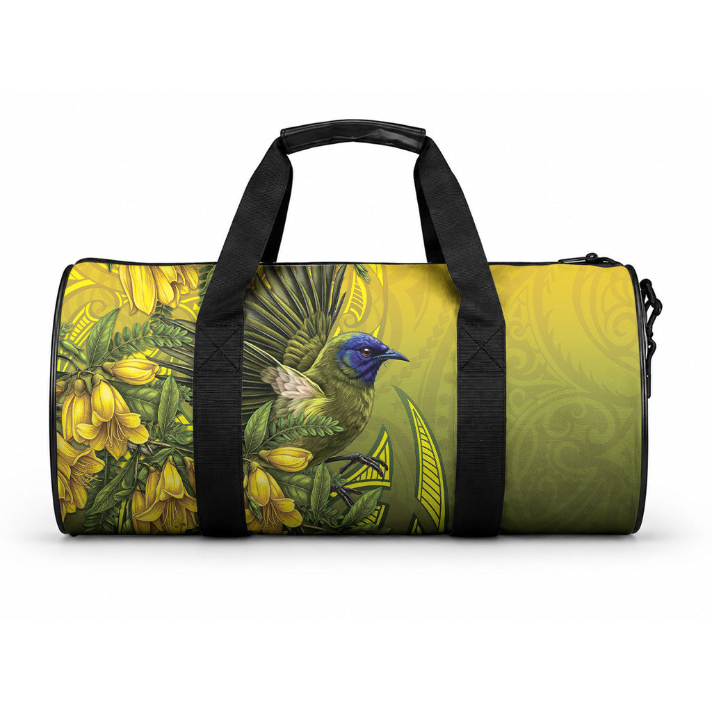 New Zealand Bellbird Duffle Bag With Kowhai Flowers LT05 One size Yellow - Polynesian Pride