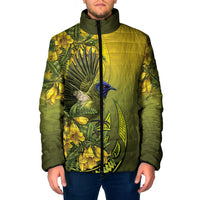 New Zealand Bellbird Padded Jacket With Kowhai Flowers LT05 Men Yellow - Polynesian Pride