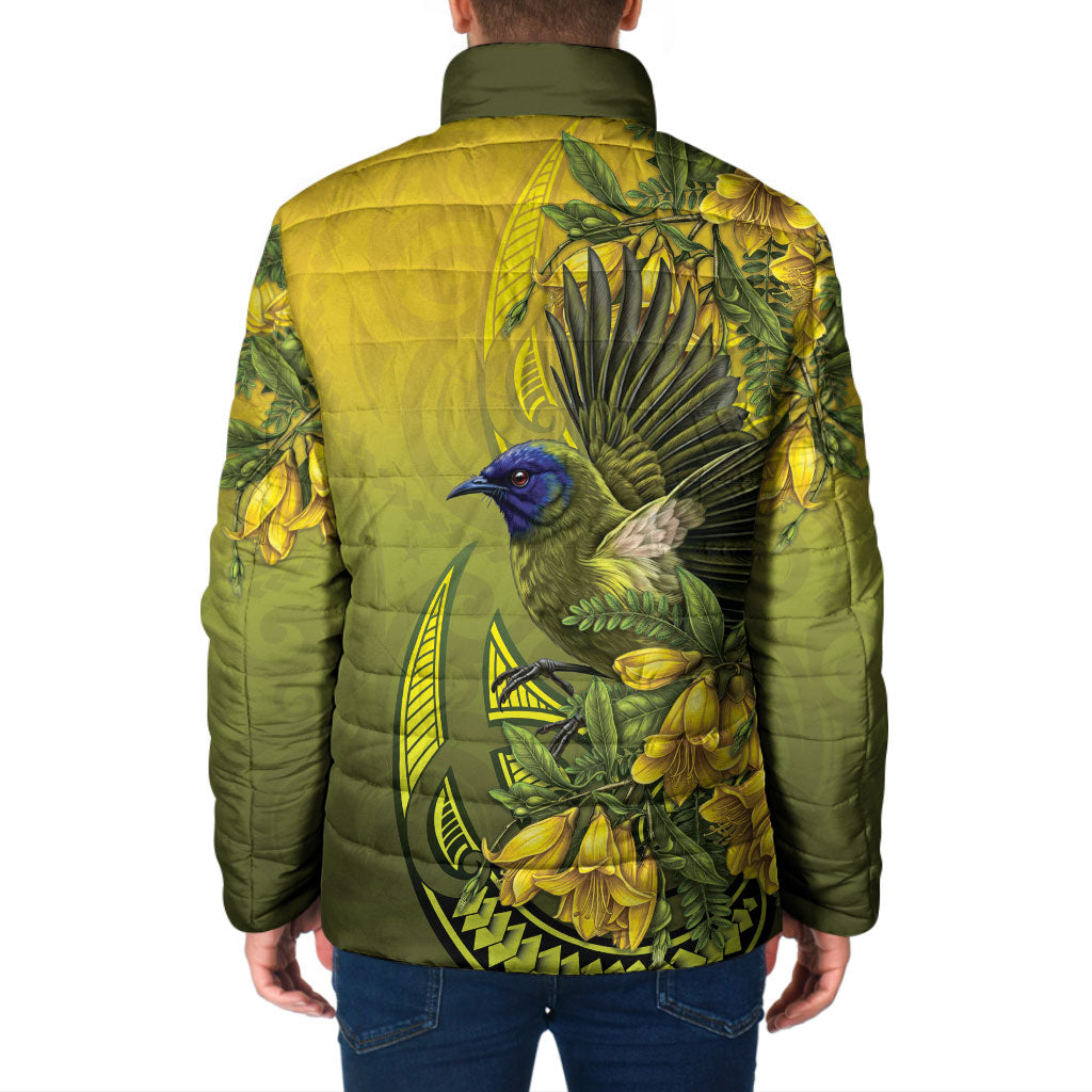 New Zealand Bellbird Padded Jacket With Kowhai Flowers LT05 - Polynesian Pride