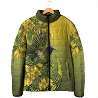 New Zealand Bellbird Padded Jacket With Kowhai Flowers LT05 - Polynesian Pride