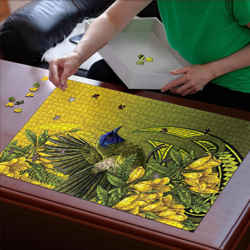 New Zealand Bellbird Puzzle With Kowhai Flowers LT05 - Polynesian Pride