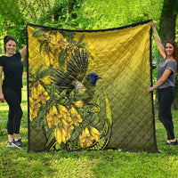 New Zealand Bellbird Quilt With Kowhai Flowers LT05 - Polynesian Pride
