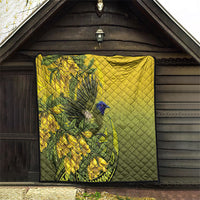 New Zealand Bellbird Quilt With Kowhai Flowers LT05 - Polynesian Pride