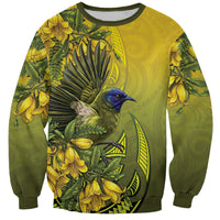 New Zealand Bellbird Sweatshirt With Kowhai Flowers LT05 Unisex Yellow - Polynesian Pride