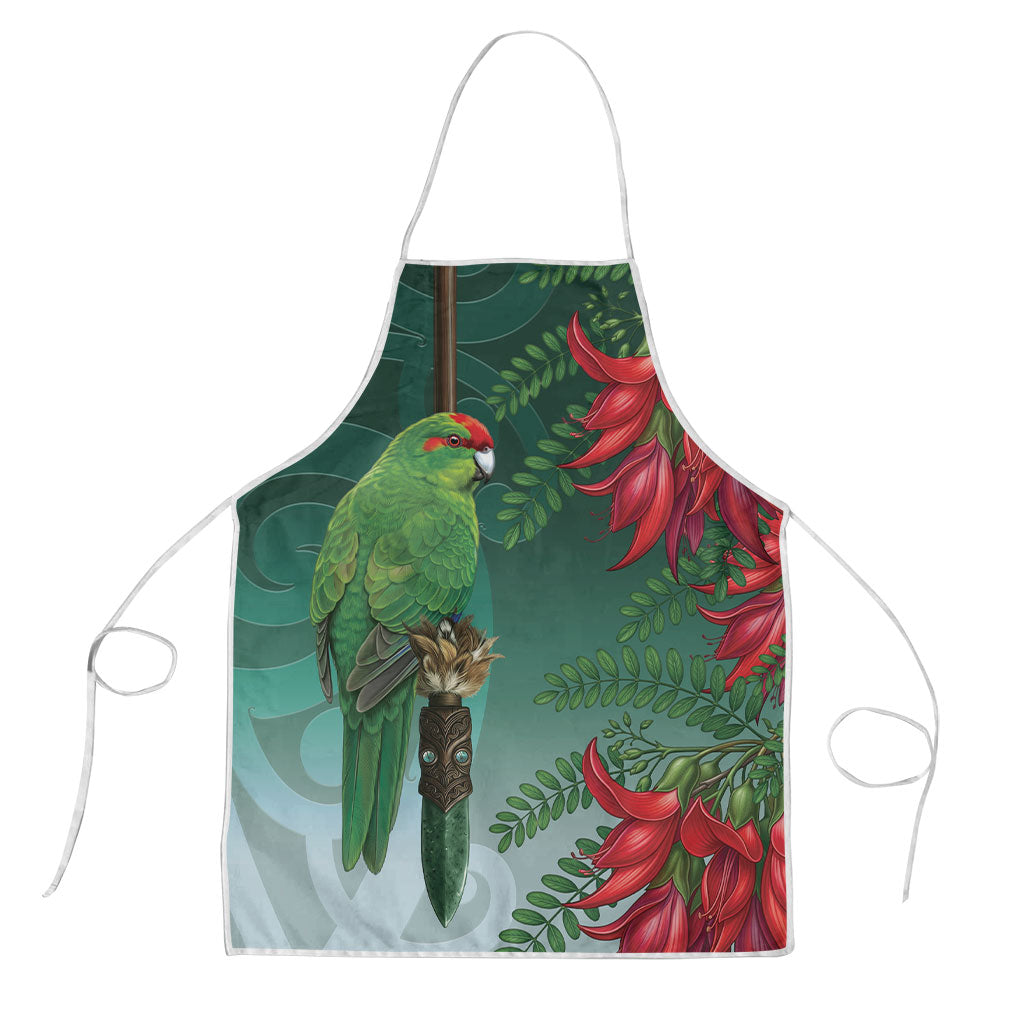 New Zealand Parakeet Bird Apron With Kakabeak Flowers