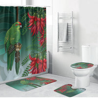 New Zealand Parakeet Bird Bathroom Set With Kakabeak Flowers LT05 Bathroom Set (4 pcs) Teal - Polynesian Pride