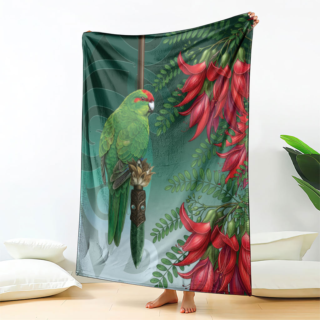 New Zealand Parakeet Bird Blanket With Kakabeak Flowers LT05 - Polynesian Pride