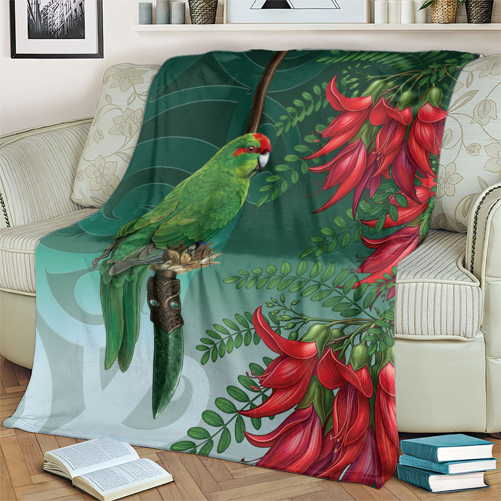 New Zealand Parakeet Bird Blanket With Kakabeak Flowers LT05 - Polynesian Pride