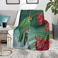 New Zealand Parakeet Bird Blanket With Kakabeak Flowers LT05 - Polynesian Pride