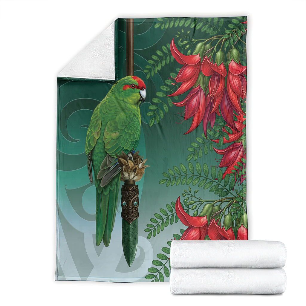 New Zealand Parakeet Bird Blanket With Kakabeak Flowers LT05 - Polynesian Pride