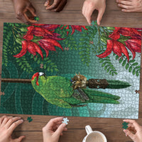 New Zealand Parakeet Bird Puzzle With Kakabeak Flowers LT05 - Polynesian Pride