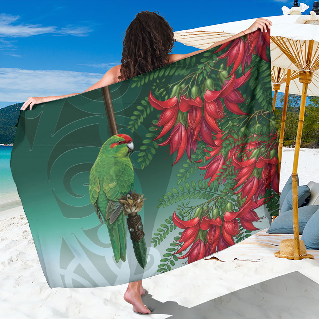 New Zealand Parakeet Bird Sarong With Kakabeak Flowers