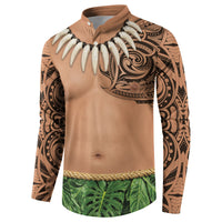 Hawaii Tribal Tattoo Costume Button Sweatshirt Shark Tooth Necklace Leaf Skirt LT05 - Polynesian Pride