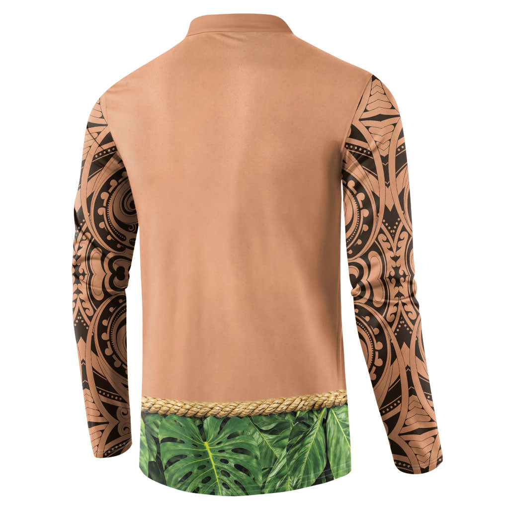 Hawaii Tribal Tattoo Costume Button Sweatshirt Shark Tooth Necklace Leaf Skirt LT05 - Polynesian Pride